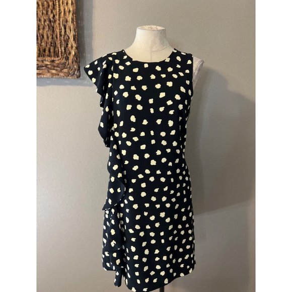 Julie Brown Dress 10 Black Ivory Stretch Career Church Washable - Picture 4 of 11